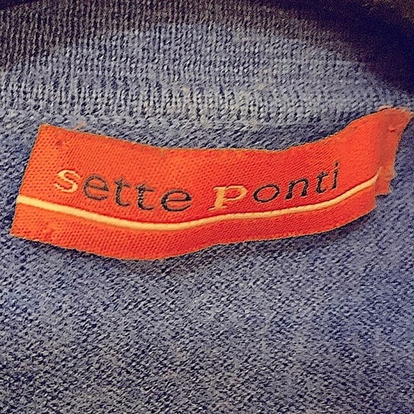 SETTE Ponti Blue Extra Fine Merino Wool 3 button Collared Sweater Size Large - Picture 4 of 6